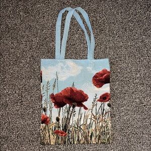 French Wild Red Poppy Field Tapestry Tote